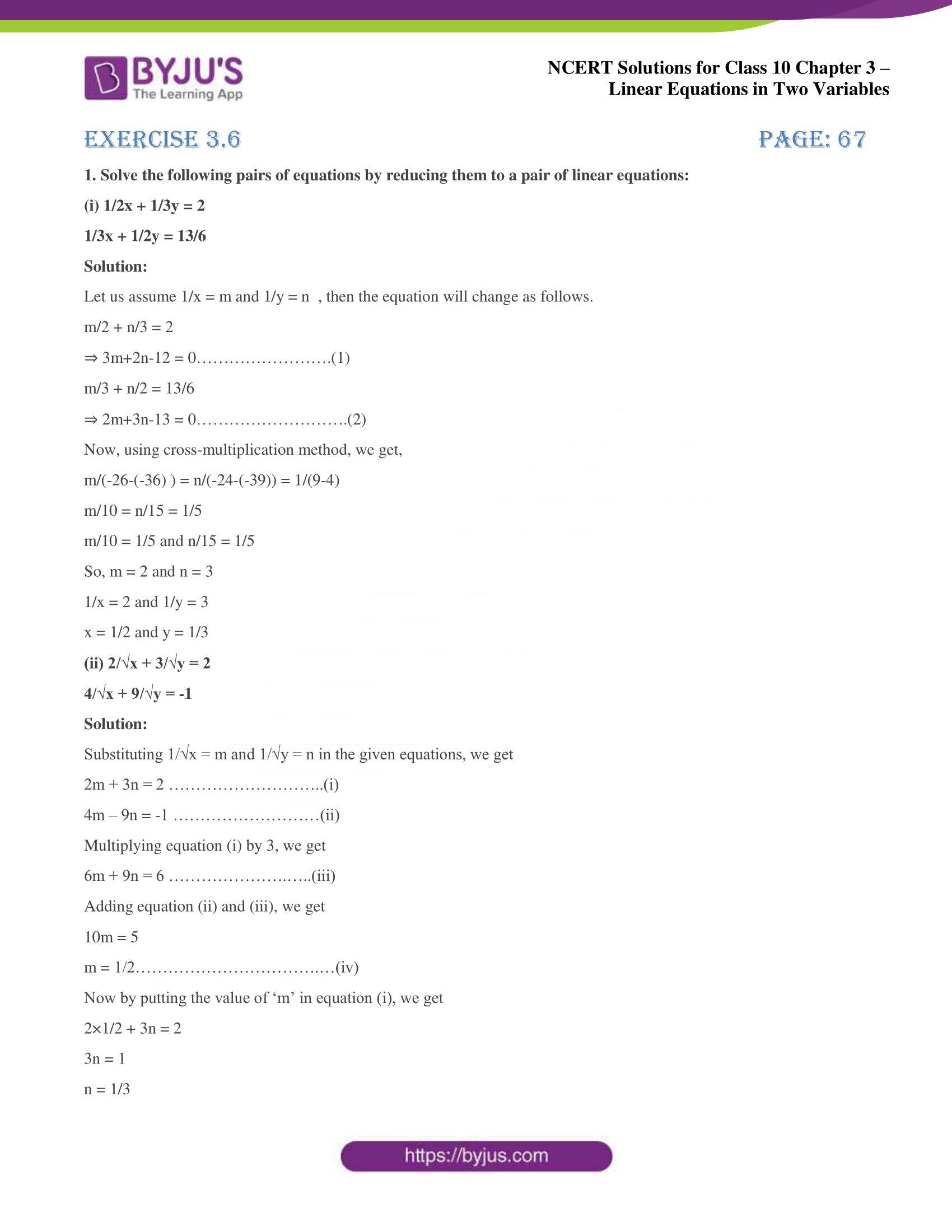 NCERT Solutions for Class 10 Chapter 3 Linear Equations in Two Variables