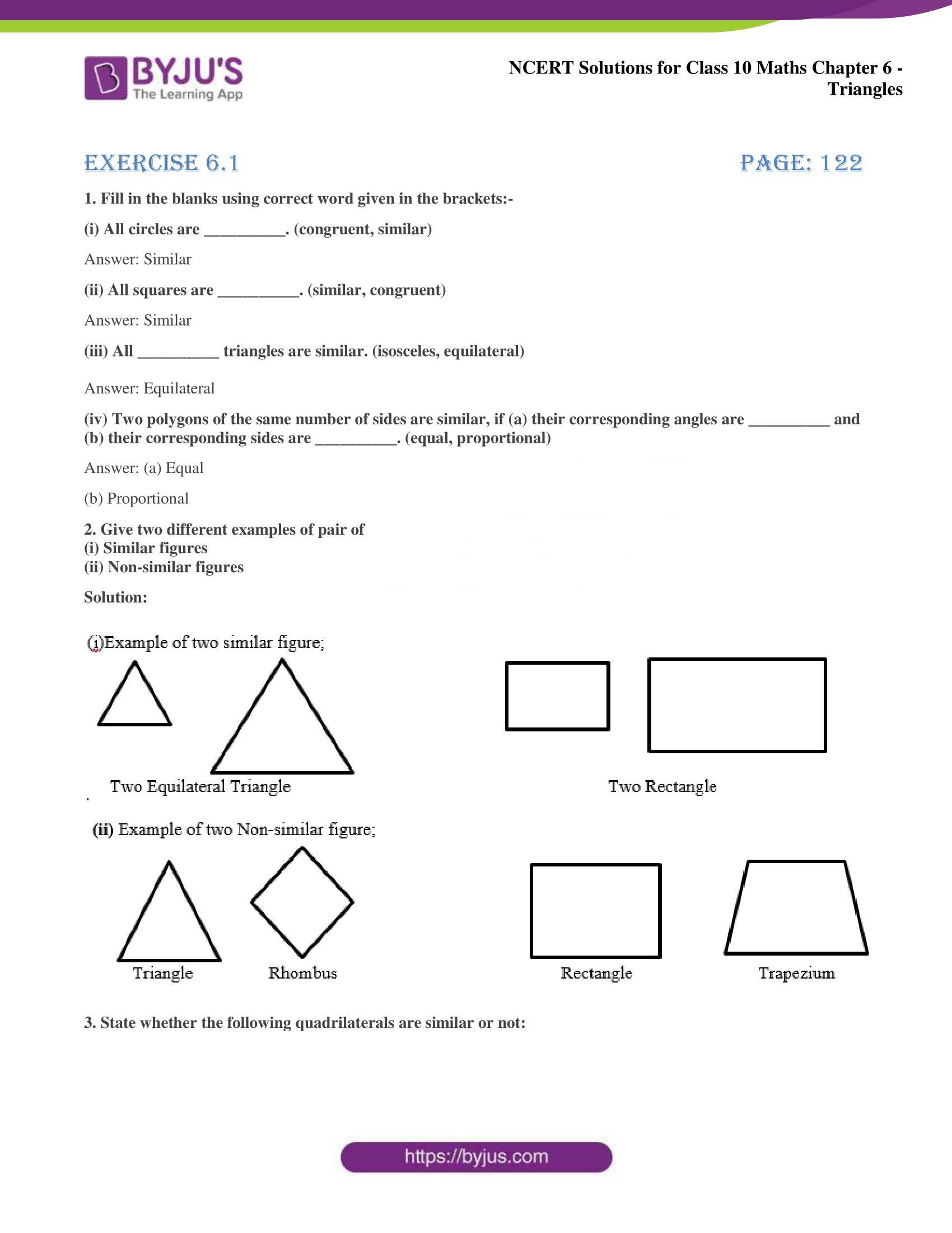 NCERT Solutions for Class 10 Maths Chapter 6 Triangles