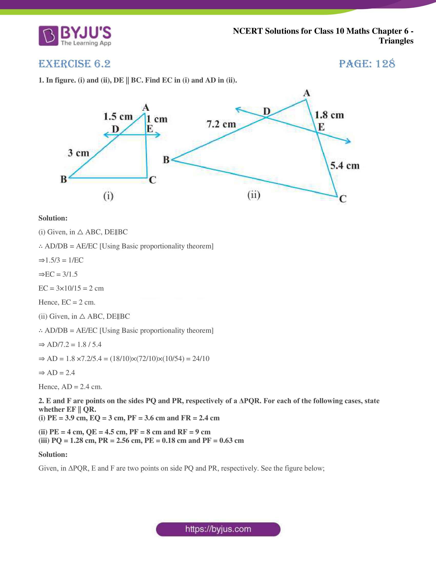 NCERT Solutions for Class 10 Maths Chapter 6 Triangles
