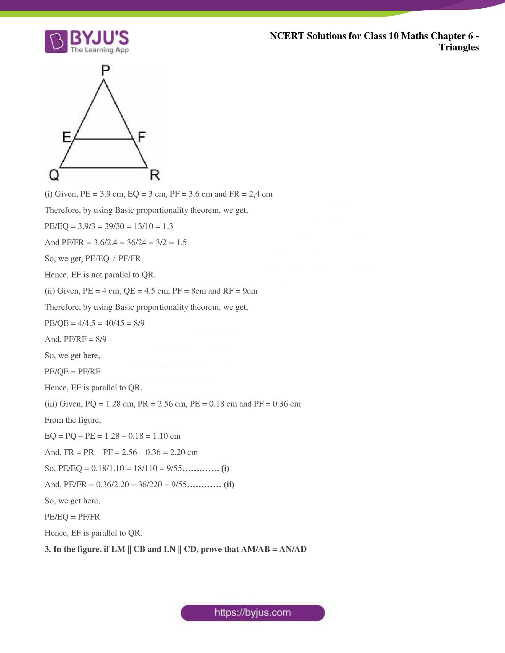 NCERT Solutions for Class 10 Maths Chapter 6 Triangles