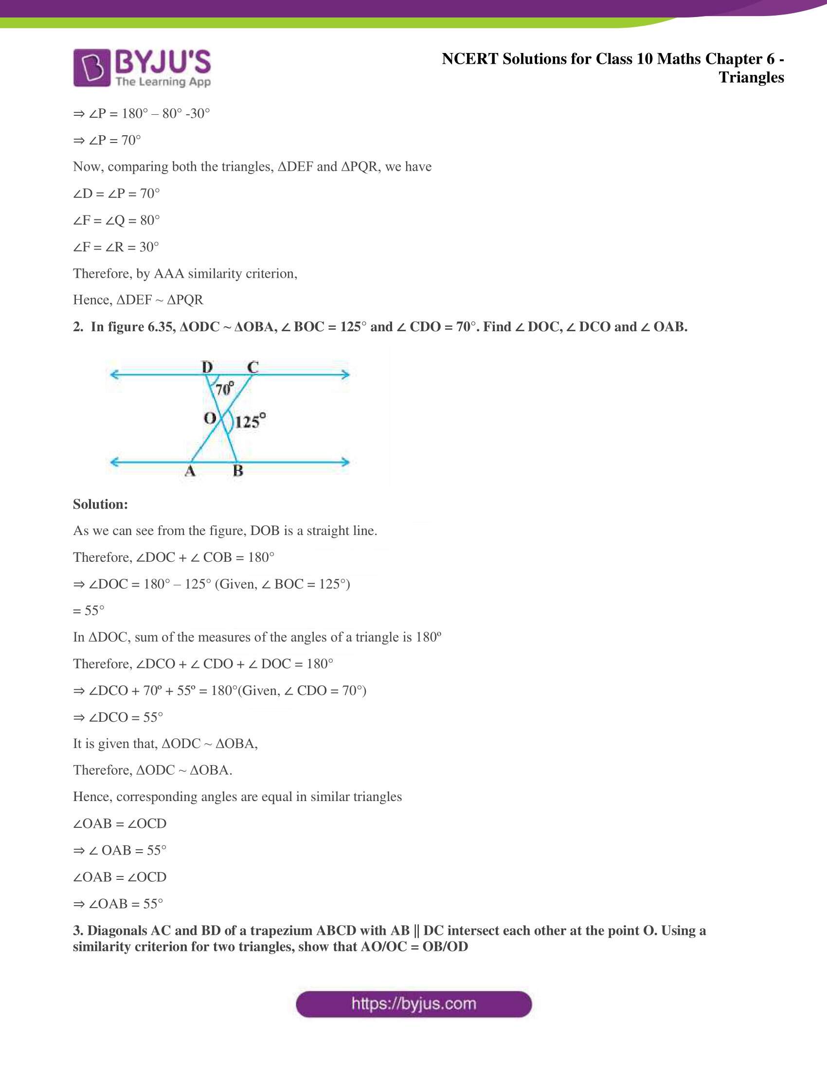 NCERT Solutions for Class 10 Maths Chapter 6 Triangles