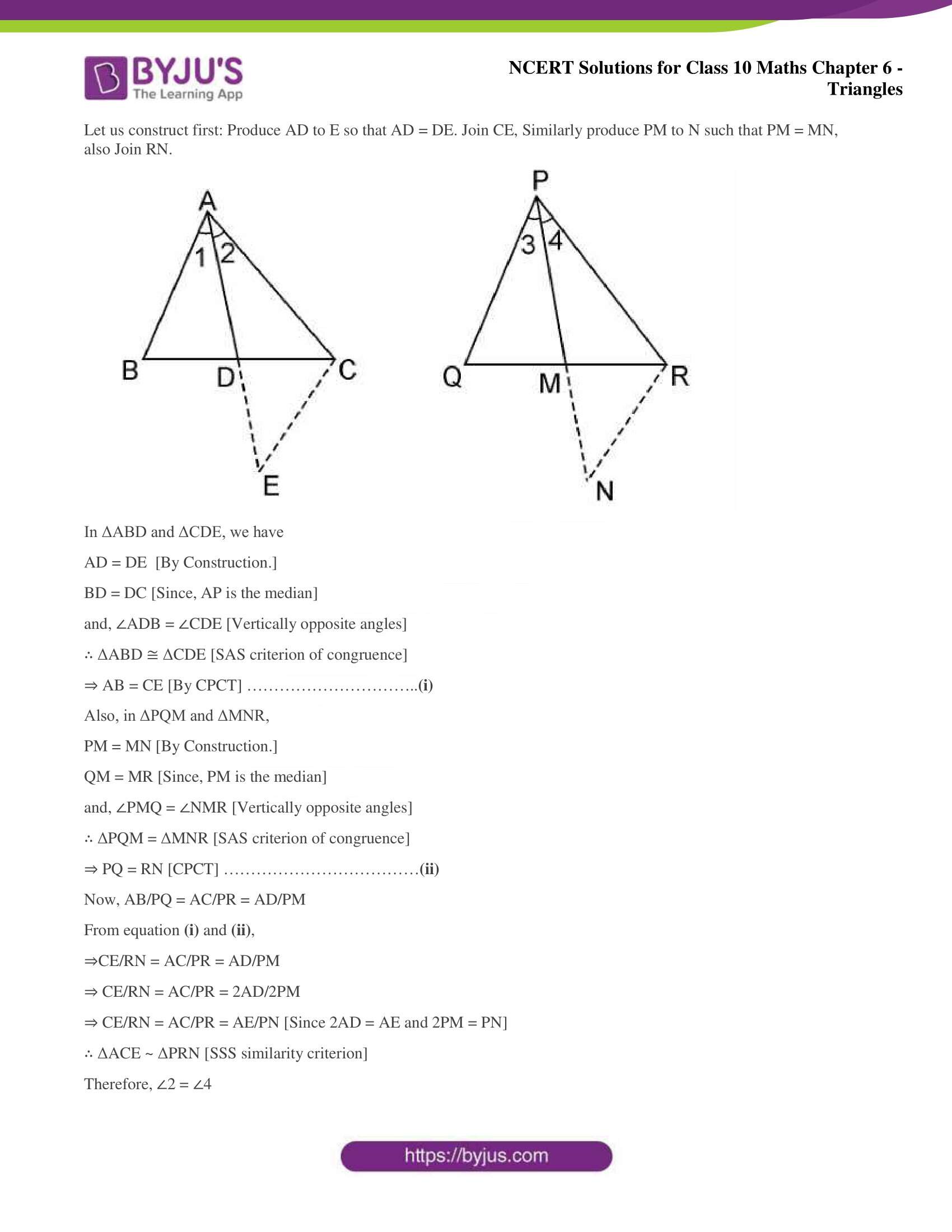 NCERT Solutions for Class 10 Maths Chapter 6 Triangles