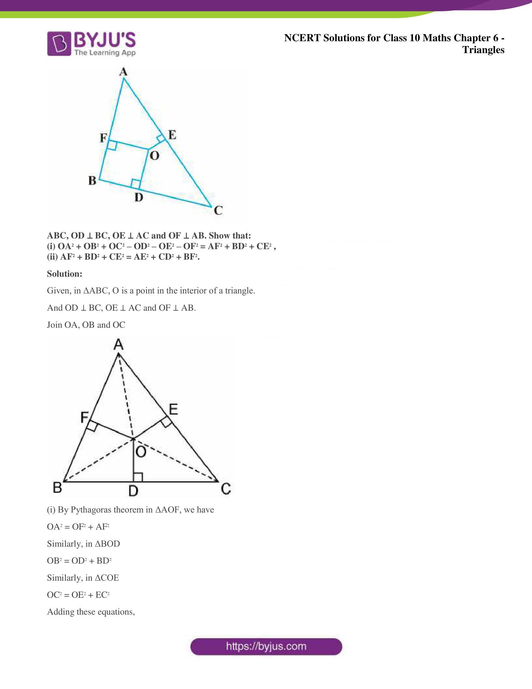 NCERT Solutions for Class 10 Maths Chapter 6 Triangles