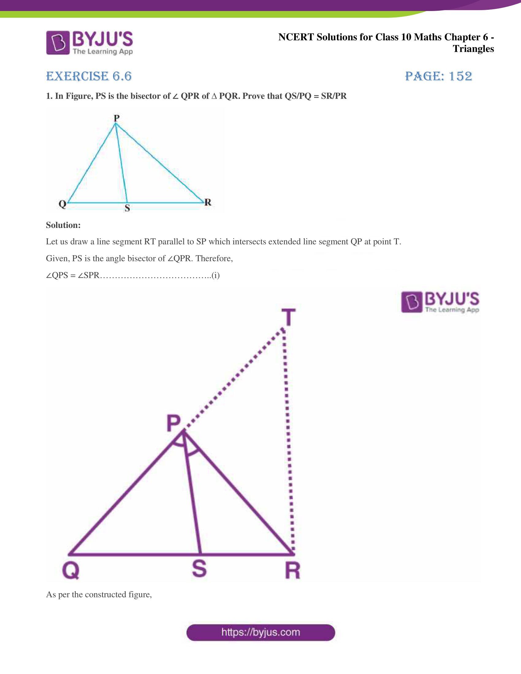 NCERT Solutions for Class 10 Maths Chapter 6 Triangles