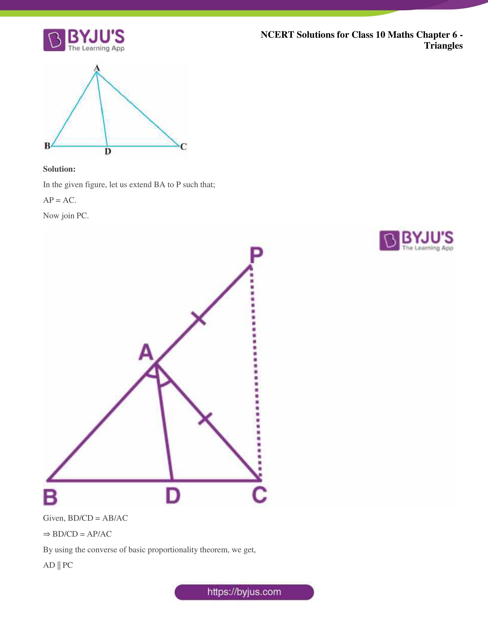 NCERT Solutions for Class 10 Maths Chapter 6 Triangles