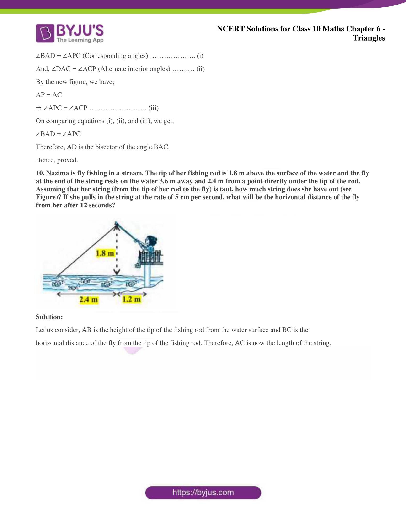 NCERT Solutions for Class 10 Maths Chapter 6 Triangles