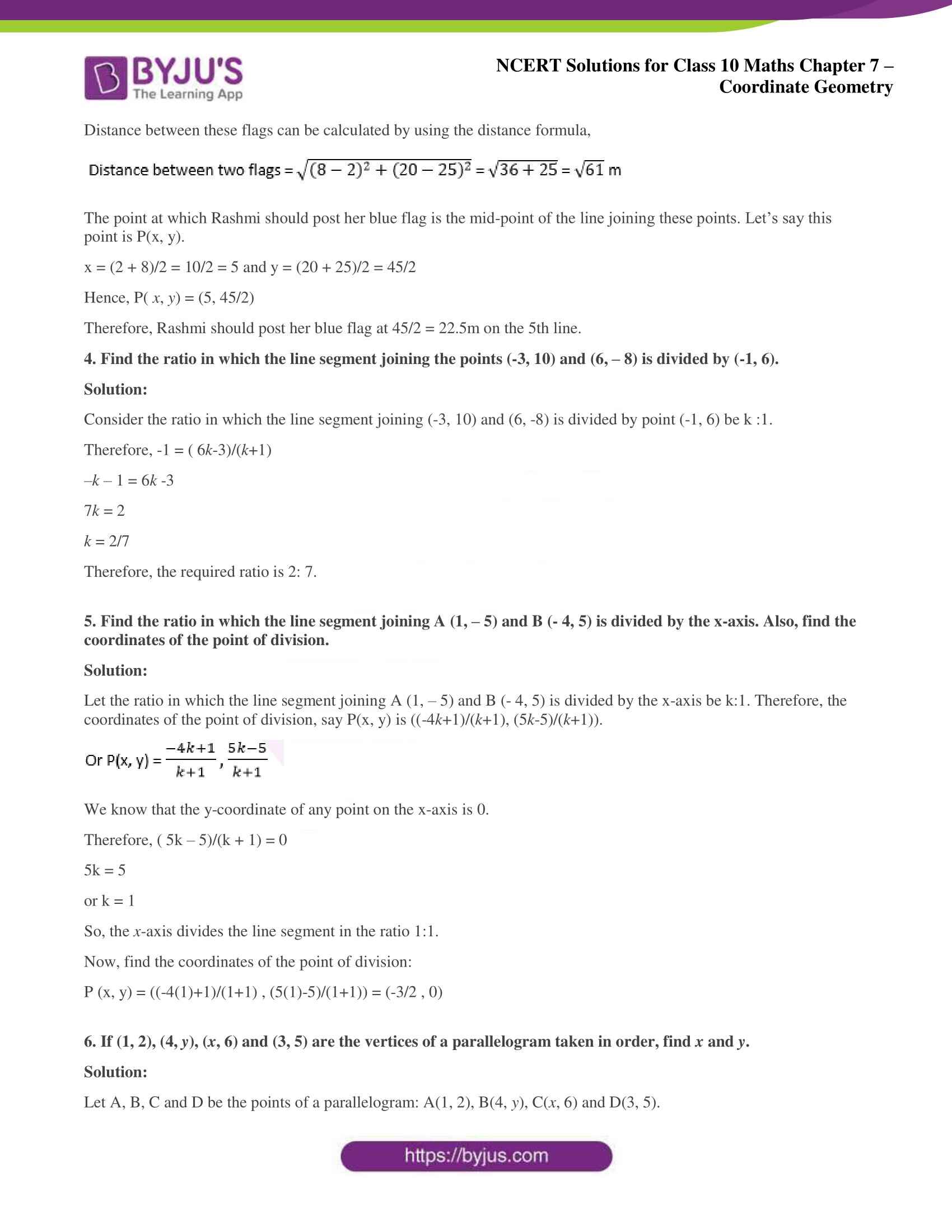 NCERT Solutions For Class 10 Maths Chapter 7- Coordinate Geometry